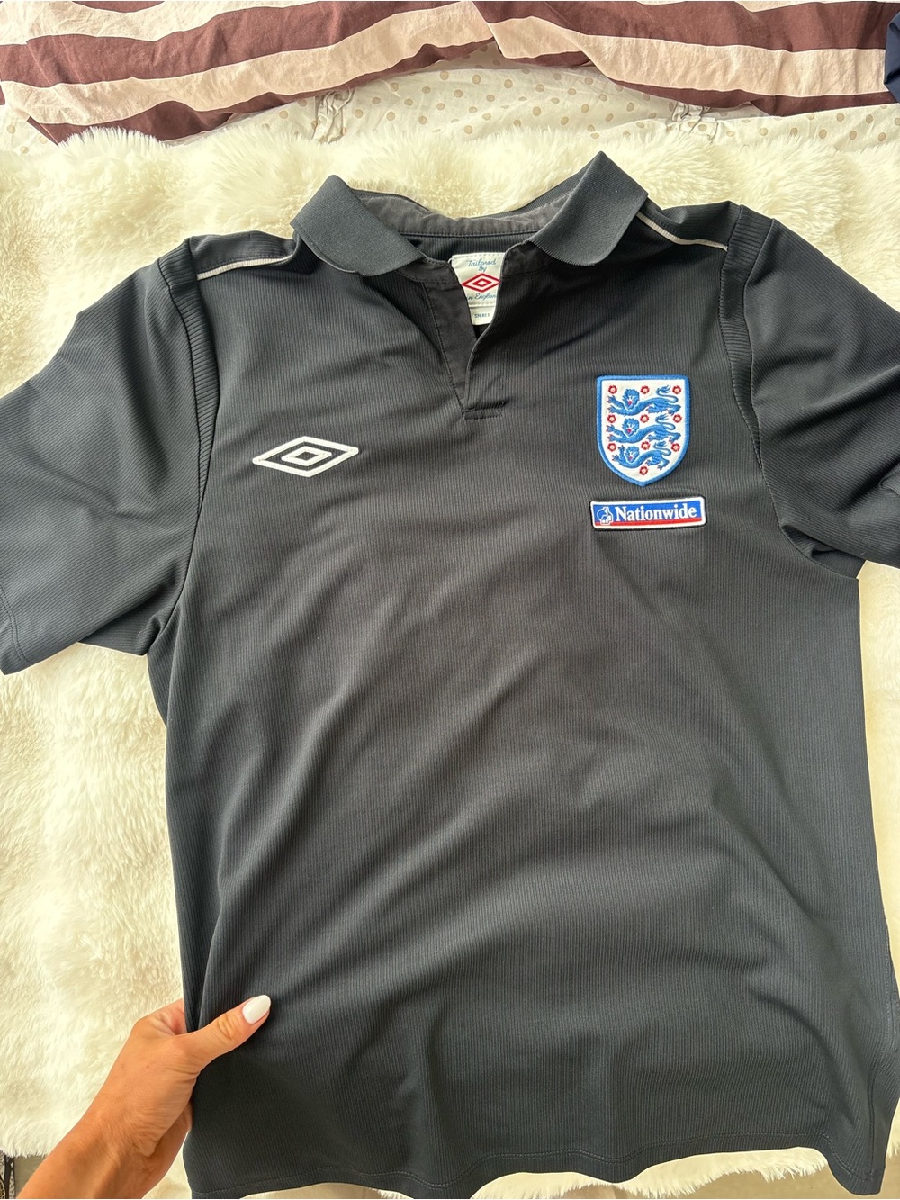 Vintage Umbro Men’s England Soccer Polo Shirt - Black